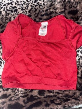 Gymshark Red Short Sleeve Square Neck Crop Top
